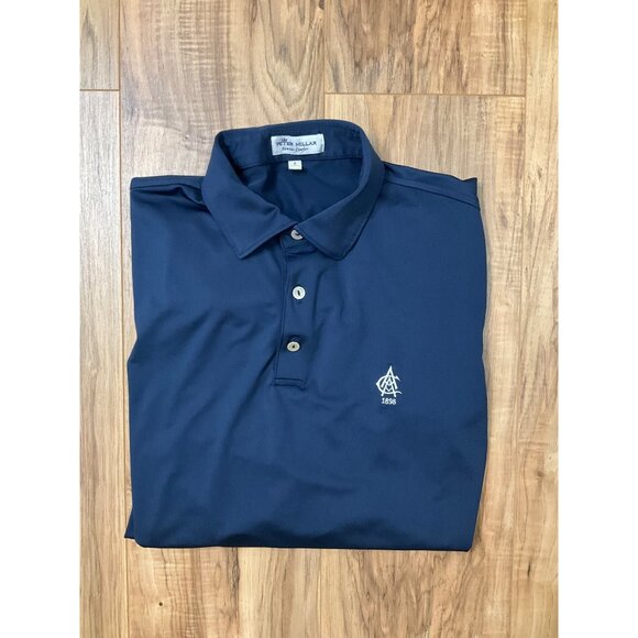Peter Millar 1898 Logo Solid Navy Long Sleeve Jersey Polo - Small- Pre Owned - Picture 4 of 9
